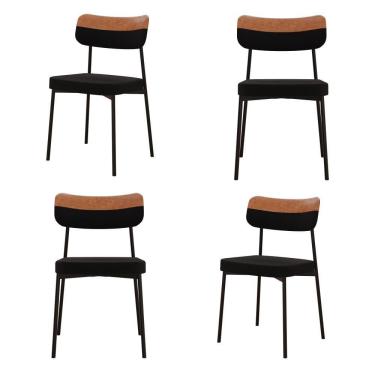 Imagem de Cadeira Mynna Fixa C/4 Pes 525 X 470 X 790 Mm C/4 Un. Preto/courino Caramelo Preto/courino Caramelo