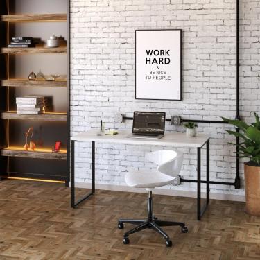 Imagem de Mesa Office 135X60X75Cm Snow / Est.Preta Snow / Est.Preta