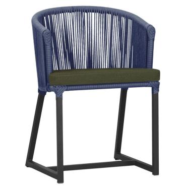 Imagem de Cadeira De Jantar Noronha Alumínio Preta E13 Trama  Azul