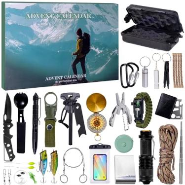 Imagem de iFaveorr Kit de sobrevivência Calendário do Advento 2025 para homens e adolescentes - Contagem regressiva de Natal de 24 dias com ferramentas de sobrevivência ao ar livre, presentes surpresa de Natal