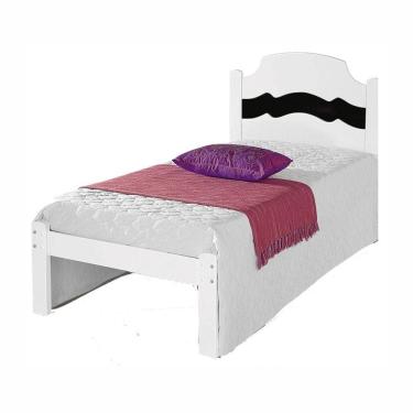 Imagem de Cama Solteiro Branco Brilho Preto Flex Iris Cambel Branco