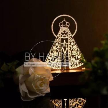 Imagem de Luminária 3d Led Nossa Senhora Aparecida Abajour - Base 15cm - By Hand