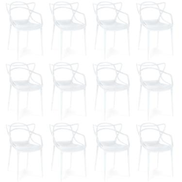 Imagem de Kit 12 Cadeiras De Jantar Allegra Prática Empilhável - Branco
