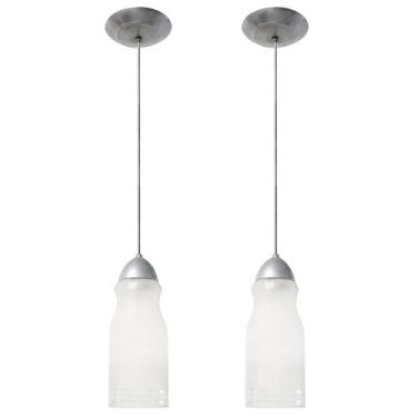 Imagem de Combo Kit com 2 Pendentes Bailarina Copo Vidro Fosco Luminária Lustre 25Cm Sala