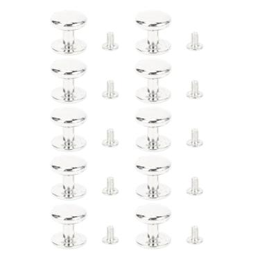 Imagem de Rebite de botão de cabeça redonda Rebites de parafuso de liga de zinco de 18 mm com parafusos de 8 mm para alça de gaveta Tesoura Ferramenta de fixação Construção de metal (Prata)