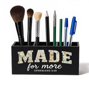 Imagem de Evcprz Porta-lápis feito para mais canetas cristãs para mesa, escrituras bíblicas, Efésios 2:10, escova de dentes floral, organizador e armazenamento para acessórios de banheiro