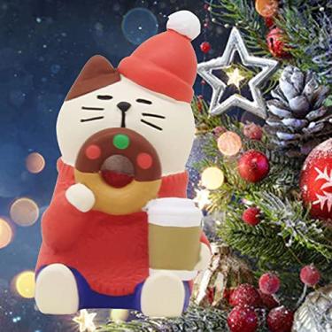 Imagem de Enfeites de Natal em miniatura, mini enfeites de Natal fofos e vívidos, figuras de resina | Decorações de árvore | Artesanato DIY para festa de casa de bonecas (A)