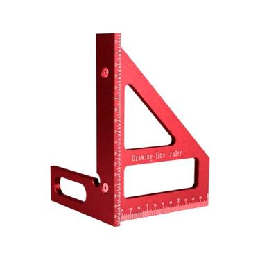Imagem de Régua de medição multiângulo 3D, transferidor de madeira de liga de alumínio, vermelho
