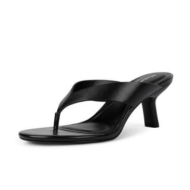Imagem de Modatope Sandálias femininas de salto alto com bico aberto arredondado, Preto, 40