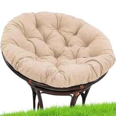 Imagem de Almofada Papasan para cadeira Papasan ao ar livre, almofada de balanço macia espessa para pendurar cadeira Papasan, almofada confortável e durável para pátio, jardim, varanda e uso interno (bege, 130