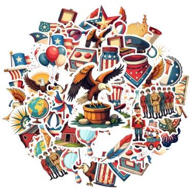 Imagem de 50 peças adesivos do Dia da Independência do Patriotismo Cultura Americana Brinquedo Pvc Adesivos Americana Americana Adesivos para Mala Frigorífico Telefone Bagagem Laptop Guitarra Carro Brinquedos