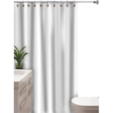 Imagem de Cortina para Box de Banheiro em PEVA, 140x200cm, Transparente, Design Decorativo, Resistente à Água (Branca)