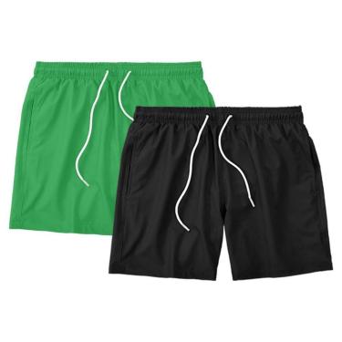 Imagem de Kit 2 Shorts Masculino Liso Básico Bermuda Tactel Água Praia Treino Academia Corrida-Masculino