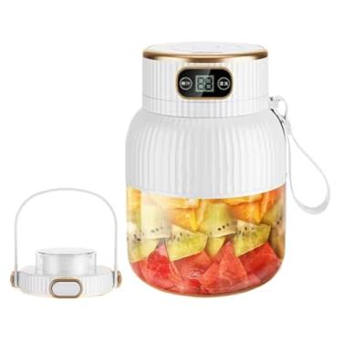 Imagem de Copo multifuncional portátil de 600 ml com tela digital, liquidificador portátil de smoothies em movimento, liquidificador de suco recarregável por USB, copo único + tampa dupla