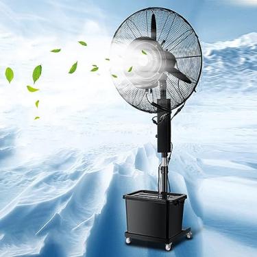 Imagem de KUYBTU Ventilador de pulverização industrial, ventilador de nebulização ao ar livre, ventilador de pedestal oscilante, 3 velocidades de resfriamento, com tanque autônomo 42L, altura ajustável, para