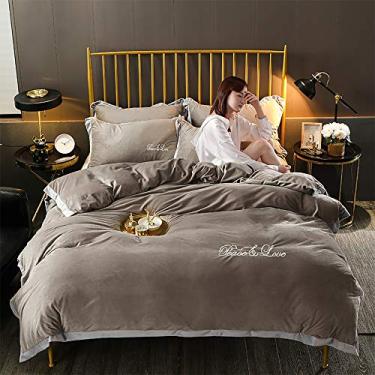 Imagem de EESCZVGBDX Conjuntos de cama king size roxo, conjunto de capa de edredom de inverno, conjunto de cama de casal, conjunto de capa de edredom, lençol de cima, solteiro, tamanho duplo, flanela quente