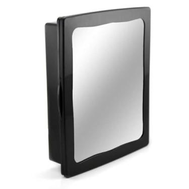 Imagem de Armário de Banheiro com Espelho – Instalação Embutir/Sobrepor – Completo e Pronto p/Uso - Organizador com Prateleiras para Banheiros Pequenos(2 ARMARIO PRETO)