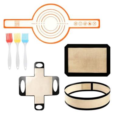 Imagem de 8 peças de forros de silicone para pão de pão, 2 peças de estilingue de silicone reutilizável atualizado com 2 peças de tapete de silicone para assar 4 escovas de óleo, melhor para formas de pão de 23