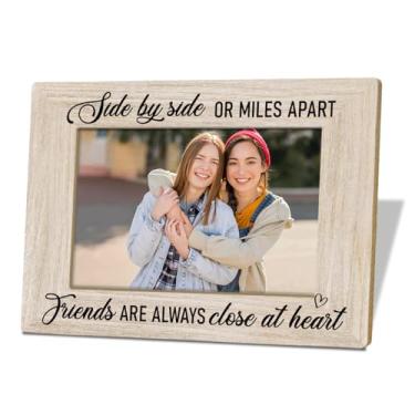 Imagem de XQLSR Presente para amigos, presentes para amigos de longa distância, Side By Side or Miles Apart Friends are Always Close, porta-retrato de madeira, porta-retrato de amizade, presente para melhores