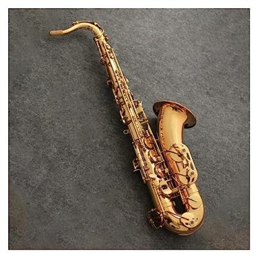 Imagem de Saxofone tenor profissional dourado laca Tenor B instrumento musical de saxofone plano com bocal e estojo