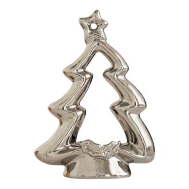 Imagem de Generic Porta-velas em formato de árvore de Natal, castiçal de mesa, centro de mesa, suporte para velas votivas estilo fazenda para Páscoa e outras festas, Prata