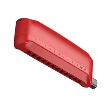 Imagem de Gaita cromática profissional para tocar gaita 12 furos harpa palhetas de latão requintado instrumento de sopro vermelho