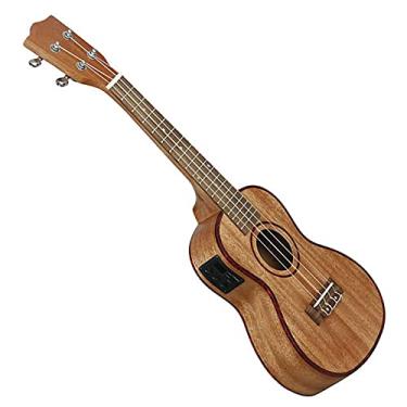 Imagem de Ukulele infantil ukulele eletroacústico 61 cm concha abalone 18 trastes guitarra havaiana de quatro cordas com equalizador embutido captador ukelele acessórios (cor: 66 polegadas)