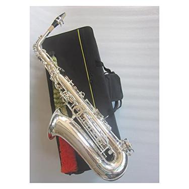Imagem de Saxofone Alto Profissional Instrumento Musical Banhado a Prata EB E Sax Plano com Capas de Palheta Acessórios Saxofone Estudante