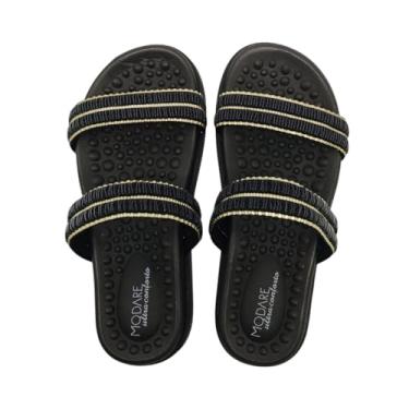 Imagem de Papete Modare Casual Femininas Duas Tiras Strass Comfort Preta
