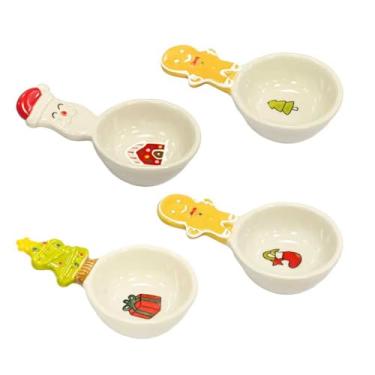 Imagem de XUNSAIL Tigelas de cerâmica - Conjunto de pratos de molho de soja, pacote com 4 tigelas pequenas, conjunto de mini tigelas de presente de Natal, prato lateral, festa de churrasco de ketchup