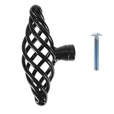 Imagem de Maçaneta de armário preto fosco gaiola de ferro sólido acessório de porta de móveis estilo simples para armários armários hardware durável 96 mm 128 mm (3101 furo único)