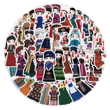 Imagem de Adesivos 56 Ethnics, vinil impermeável, anime, 60 unidades/lote, 5-7 cm