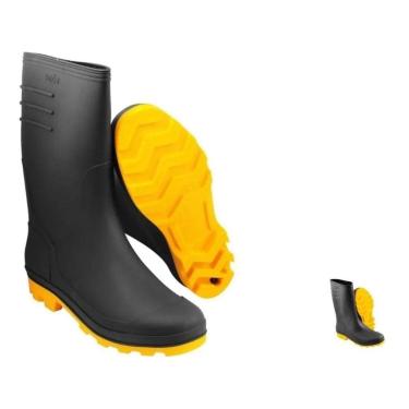 Imagem de Bota Chuva Motoboy Jardim Limpeza Solado Amarelo Preta 42