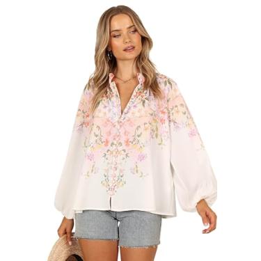 Imagem de Petal & Pup Camisa Tiarna feminina, floral branca, Floral branco, XP