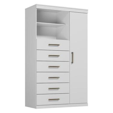 Imagem de Comoda 1 Porta 6 Gavetas Marabá Branco Brilho - Santos Andirá