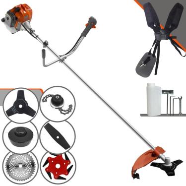 Imagem de Roçadeira Profissional Completa Tekna RL430ACN-TK À Gasolina 2T 43cc 1,7HP de Potência Alta Rotação Com Carretel de Nylon + Kit 5 Lâminas de Cortes