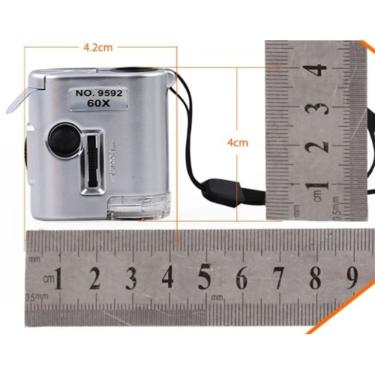 Imagem de Mini Microscopio Lupa 60x Bolso Led E Ultravioleta Conta Fios Relojoeiro Joalheiro Com Capa
