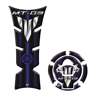 Imagem de Kit Adesivo Protetor Tanque E Bocal Moto Yamaha Mt-03 Azul Azul