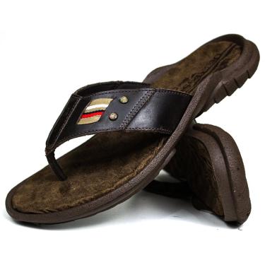 Imagem de Chinelo Masculino De Couro Marrom 100 - DCB0100LTCHC