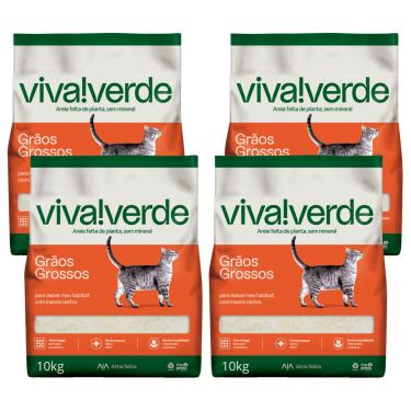 Imagem de Kit Com 4 Areia Higienica Viva Verde Grãos Grossos 10kg