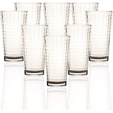 Imagem de Circleware Conjunto Matrix de 8 copos altos de base pesada, 456 g, xícaras de chá gelado para água, suco, leite, cerveja, decoração de casa de fazenda