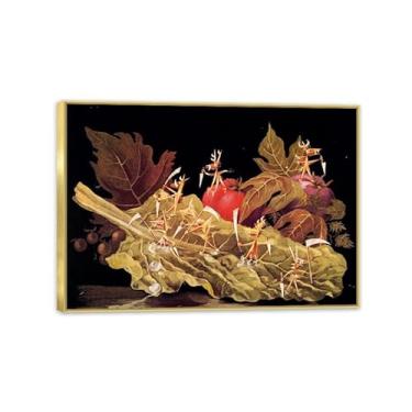 Imagem de SDYJ6GSW Remedios Varo Pintura em tela Amoebiasis or vegetals Poster Remedios Varo Home Decor Surrealism Wall Art Picture for Living Room Bathroom Wall Decor 100x70cm (83.8x71.1 cm) Moldura dourada