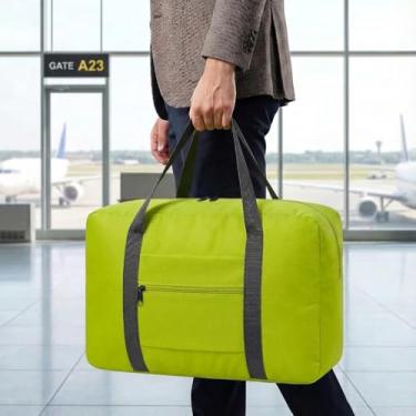 Imagem de Bolsa de viagem leve e dobrável – Mala de mão compacta para viagens noturnas, bolsa unissex para fim de semana, Verde fluorescente, 17.7 x 12.6 x 6.3 inches, Esportes
