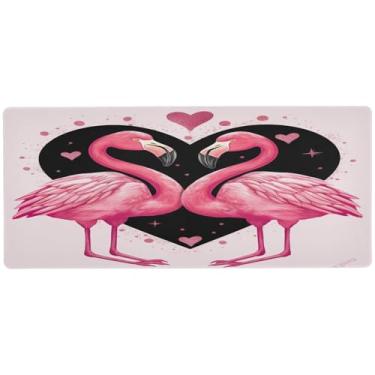 Imagem de Wassud Mouse pad flamingos rosa organizador de mesa de jogos grande teclado de computador tapete de mouse pad material de escritório 80 cm x 40 cm