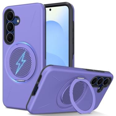 Imagem de DNTMZIN Capa para Samsung Galaxy S25 FE com suporte magnético invisível [proteção militar contra quedas] [compatível com MagSafe] para Galaxy S25 FE roxo 023-S25FE-07