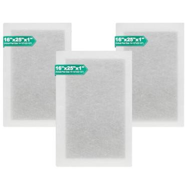 Imagem de Almofadas de filtro de substituição 16x25x1 compatíveis com filtro de ar Dy-namic refil 16X25 (pacote com 3) branco