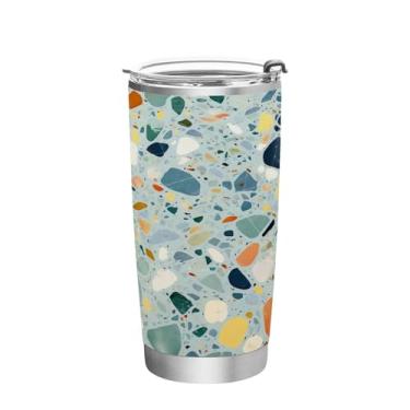 Imagem de Wassud Copo colorido de 350 ml com tampa e canudo, copo térmico de parede dupla de aço inoxidável para bebidas frias e quentes