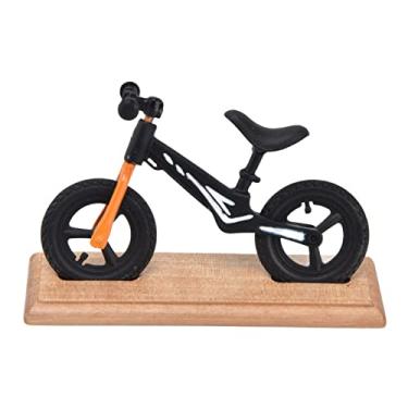 Imagem de SIWOTED Dollhouse Mini Bike Metal Composto Madeira Miniatura Mountain Bike para Decoração de Casa de Boneca (Preta)