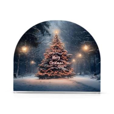 Imagem de xigua Porta-guardanapos de árvore de Natal cintilante para mesas, porta-guardanapos de papel de placa acrílica elegante, dispensador de papel de seda independente moderno para jantar, sala de estar