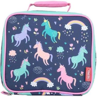 Imagem de Lancheira com isolamento para alimentos, tema unicornio, design roxo, e linda